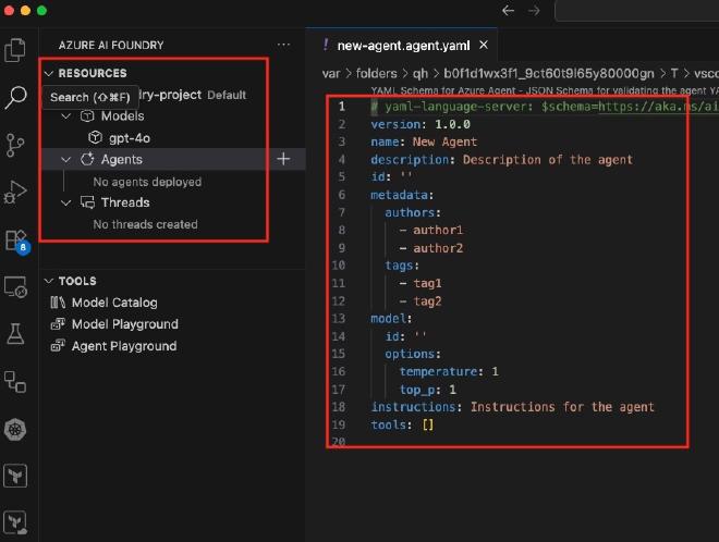 VS Code - Foundry Agent yaml