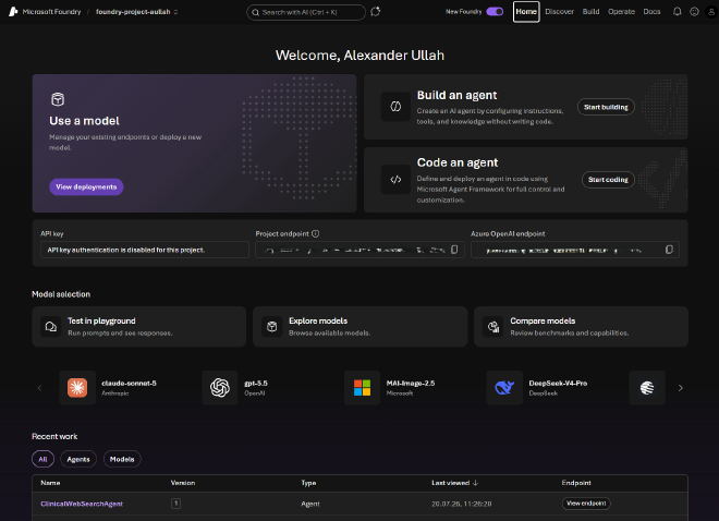 The new portal home at ai.azure.com with the &ldquo;New Foundry&rdquo; toggle switched on in the banner