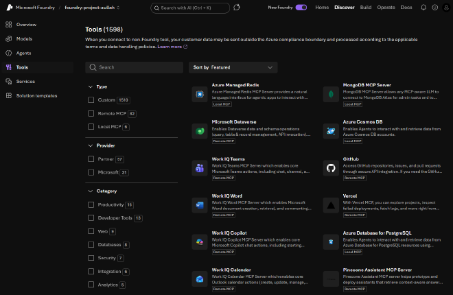 The Foundry Tools view with the tool catalog in the new portal